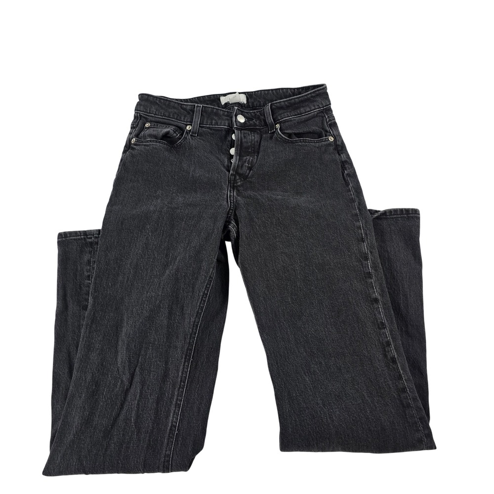 HM Women Black Straight Leg High Waist Button Fly Jeans Size 8 1112934 6